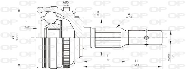 OPEN PARTS jungčių komplektas, kardaninis velenas CVJ5273.10